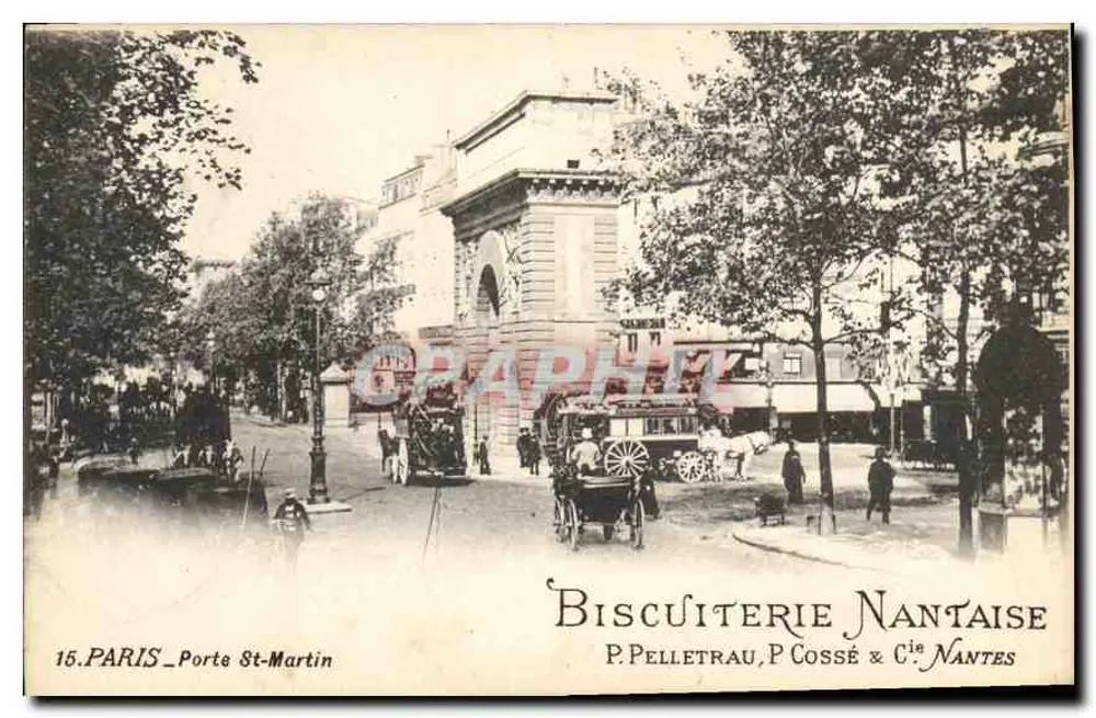Paris - Porte Saint-Martin — Ansicht der Pforte mit Fahrzeugen — P. Pelletrau, P. Cossé & Cie, Nantes - Vorderseite