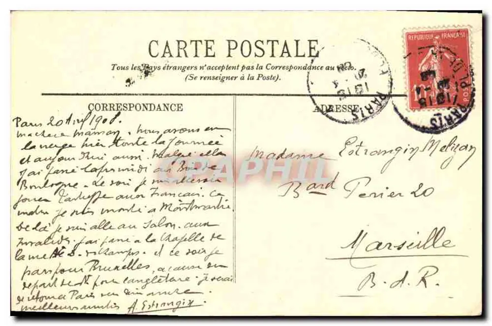 Paris — A Place de la Bastille — LL. — n°175 - Verso