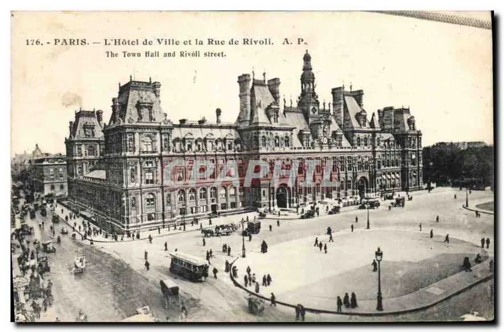 Paris — Das Rathaus und die Rue de Rivoli — A.P. - Vorderseite