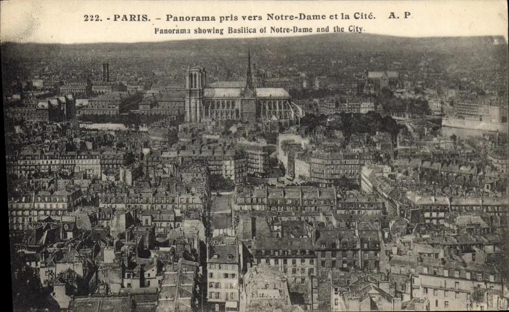 Paris — Panorama capturado perto da Notre-Dame e da Cité — A. P. n°222 - Frente