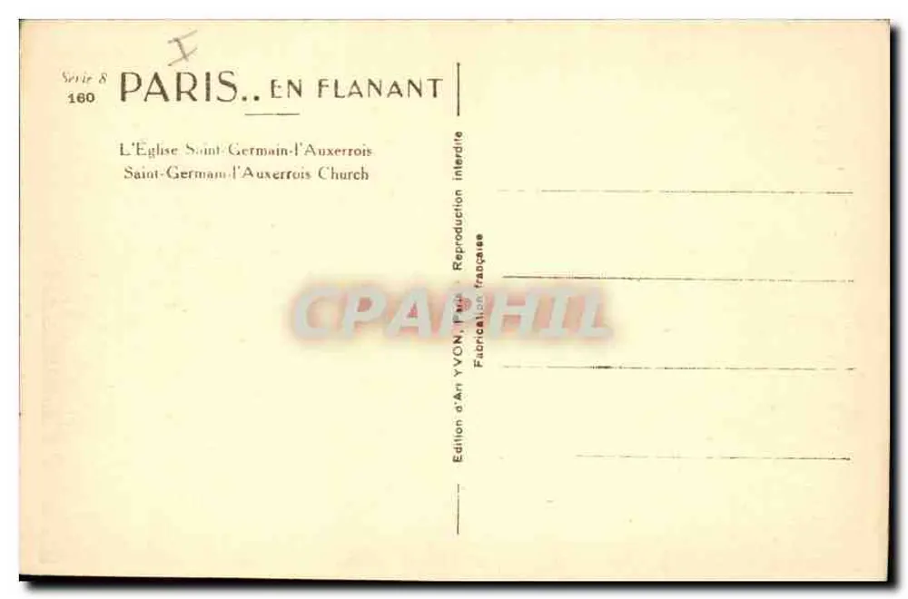 Kirche Saint-Germain-l'Auxerrois — Paris — Ausgabe YVON - Rückseite