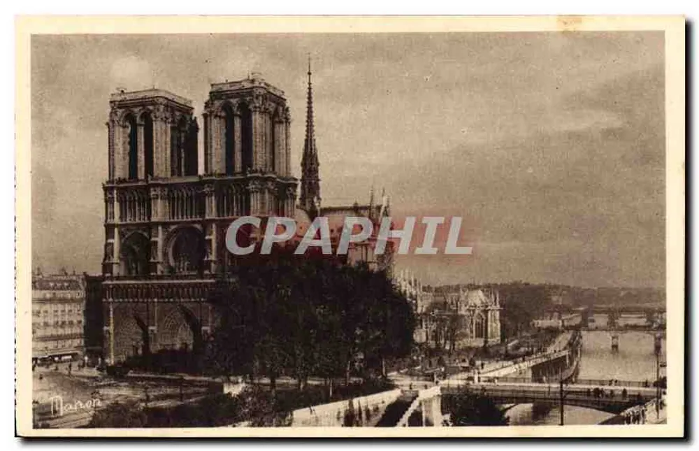 Notre-Dame de Paris — Vista geral — Edições de Arte MANON, 7, rue Ebléman, Paris - Frente