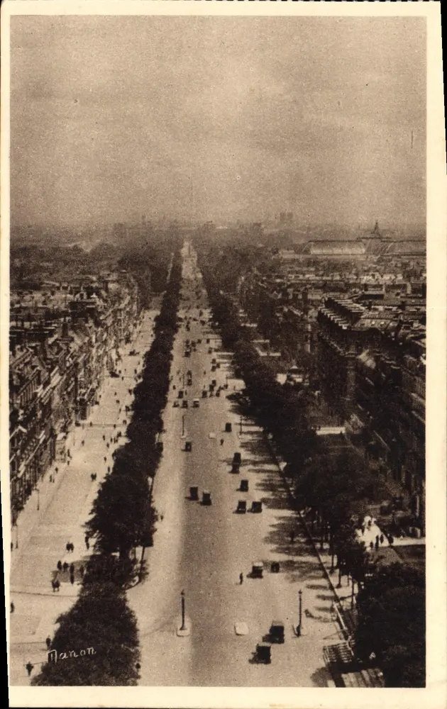 Paris — Avenue des Champs-Élysées Ansicht von der Arc de Triomphe — Éditions d'Art M. Anon, Nr. 20 - Vorderseite