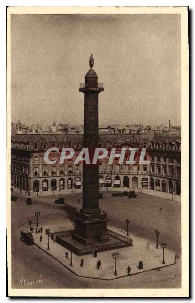 Place Vendôme — Coluna Vendôme — Edições d'Art Manon, Paris - Frente