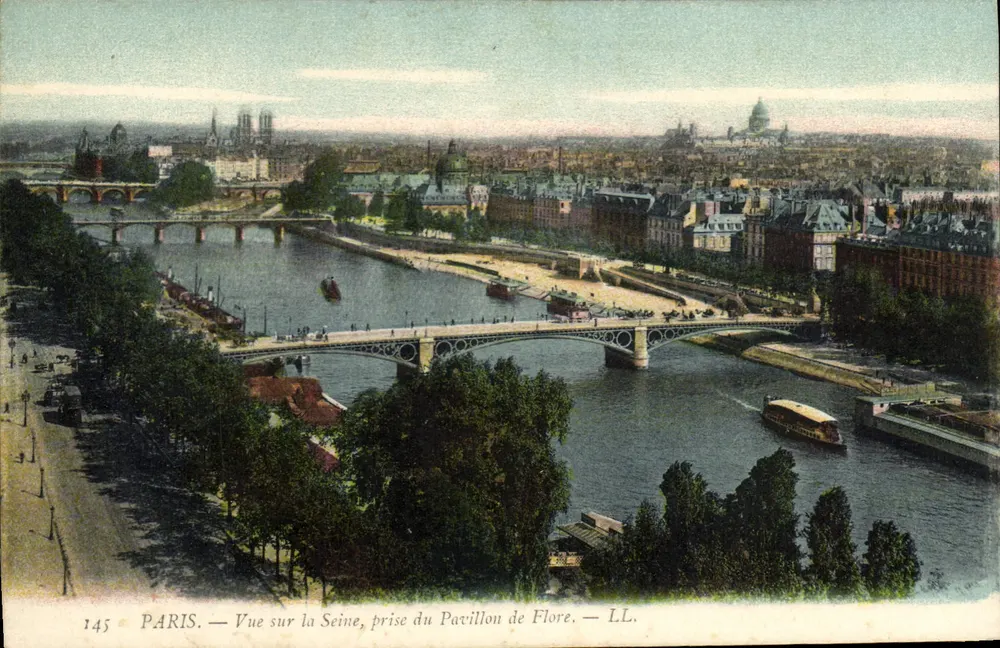 Paris — Ansicht über die Seine, aufgenommen vom Pavillon de Flore — LL. — N° 145 - Vorderseite