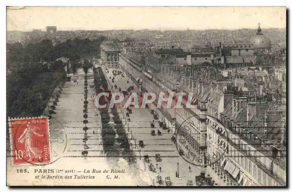 PARIS (1. Arrondissement) — Die Rue de Rivoli und der Jardin des Tuileries — C. M. - Vorderseite
