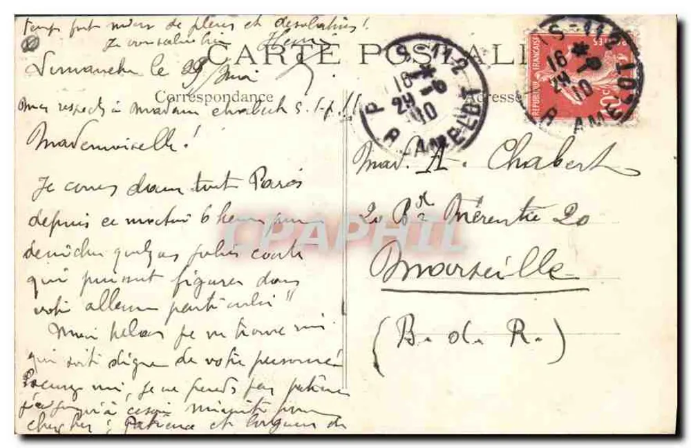 Paris — Kirche der Madeleine und Statue von Jules Simon — C.M. (Verlag) - Rückseite