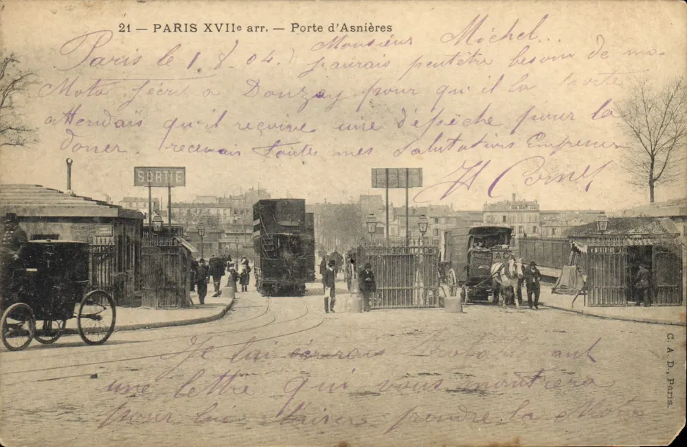 Porte d'Asnières — entrée de la gare — éditeur A.A.D. Paris - Frente