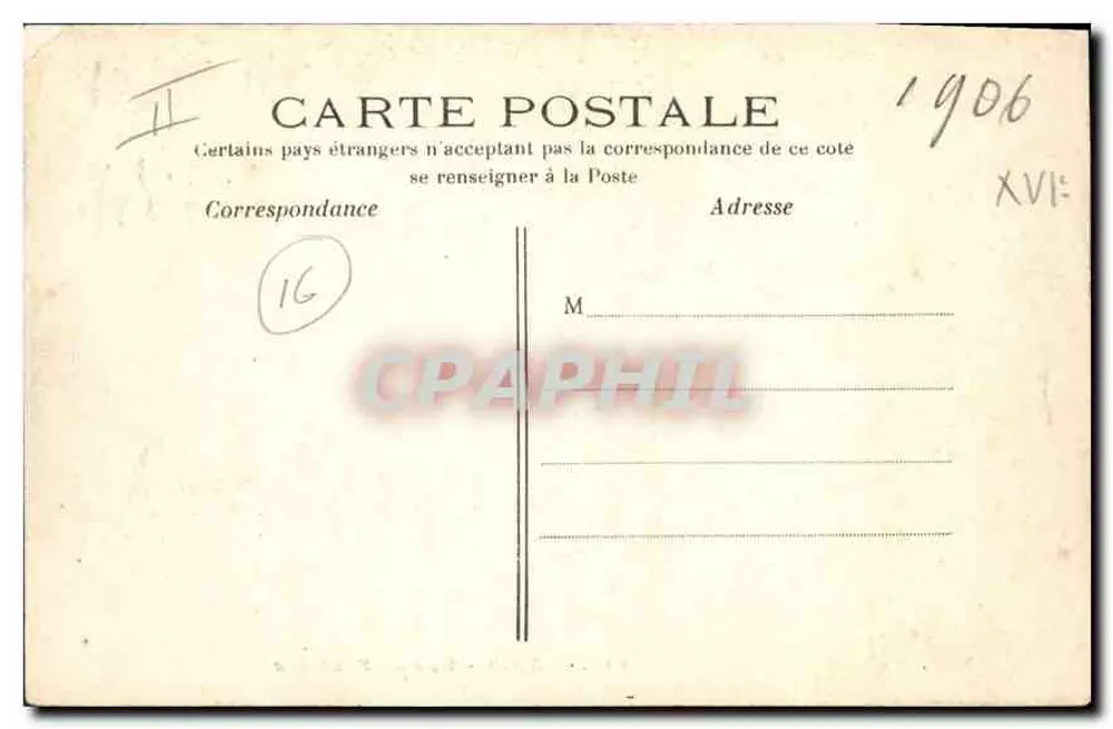 Paris - Rue La Fontaine — vista da rua com trêm e árvores — C.M. n°815 - Verso