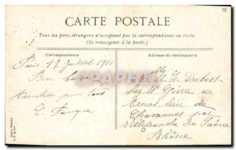 Castelo de Vincennes — vista geral — editor desconhecido, n° 72 - Verso