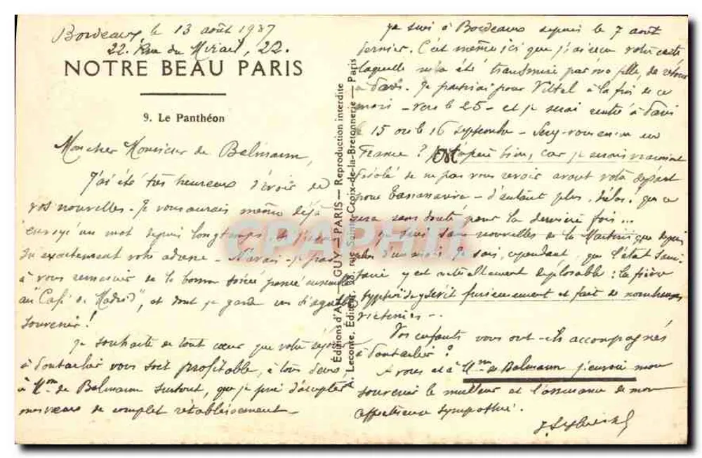 O Panteão — Paris — Edição Art Guy - Verso