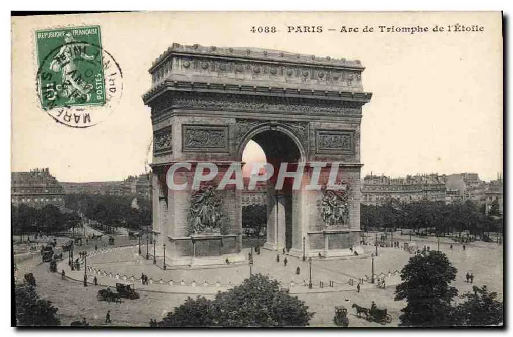 Paris — Arco do Triunfo da Estrela — editor desconhecido, n° 4088 - Frente