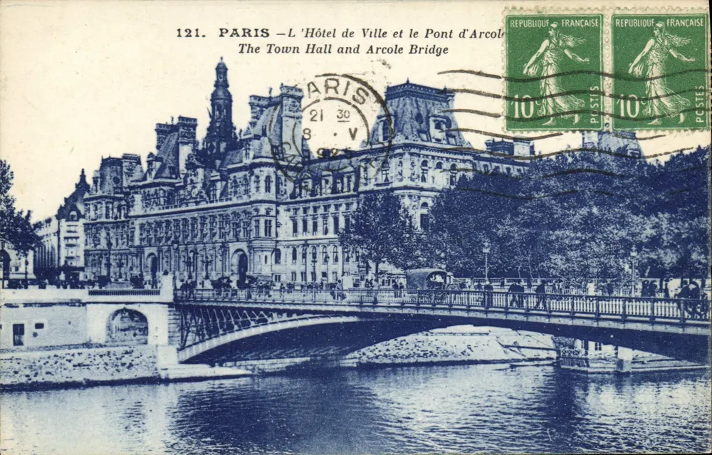 PARIS – Das Rathaus und der Pont d'Arcole — A. Papeghin, Paris-Tours, n°121 - Vorderseite