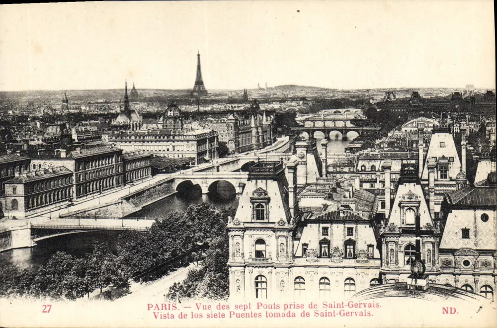 Paris — Aussicht auf die sieben Brücken von Saint-Gervais — ND. - Vorderseite