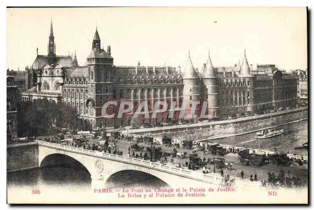 Paris — Der Pont au Change und das Palais de Justice — Sonderausgabe für Passagiere der Cie G" Transatlantique - Vorderseite