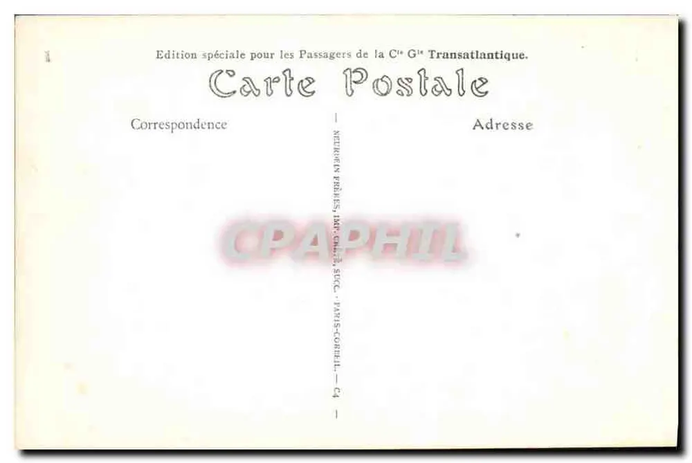 Paris — Der Pont au Change und das Palais de Justice — Sonderausgabe für Passagiere der Cie G" Transatlantique - Rückseite