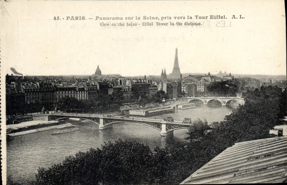 Paris — Panorama über die Seine, aufgenommen in der Nähe der Eiffelturm — A. L. n°45 - Vorderseite
