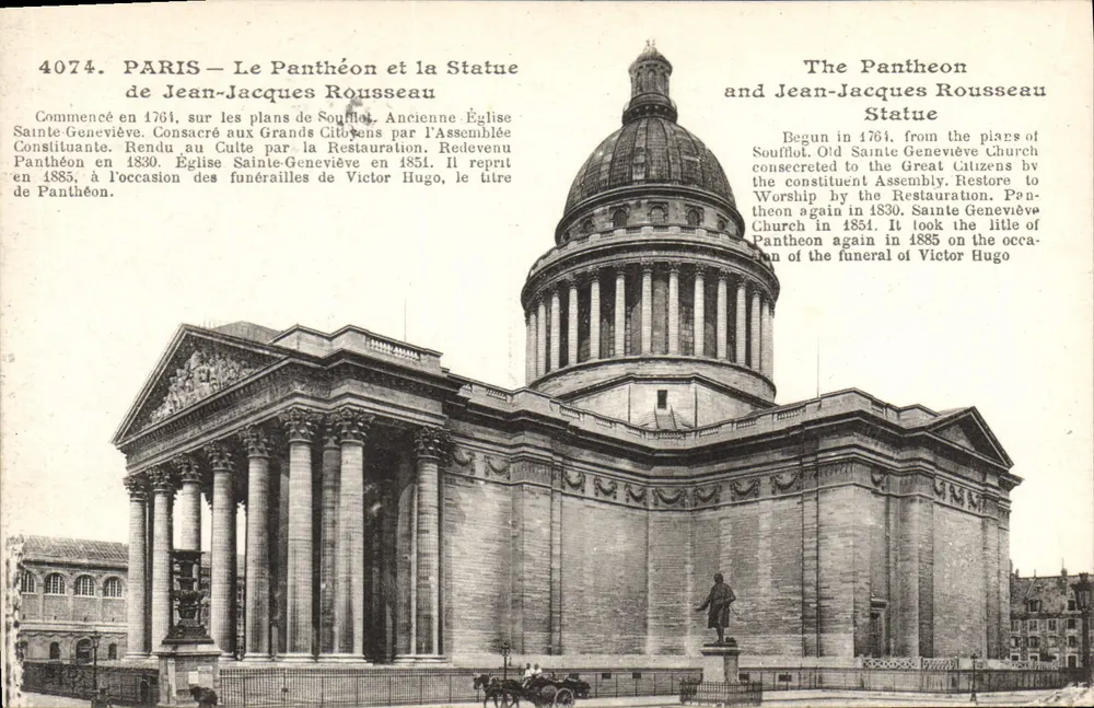 Paris — Der Pantheon und die Statue von Jean-Jacques Rousseau — Verlag Le Déley, Nr. 4074 - Vorderseite