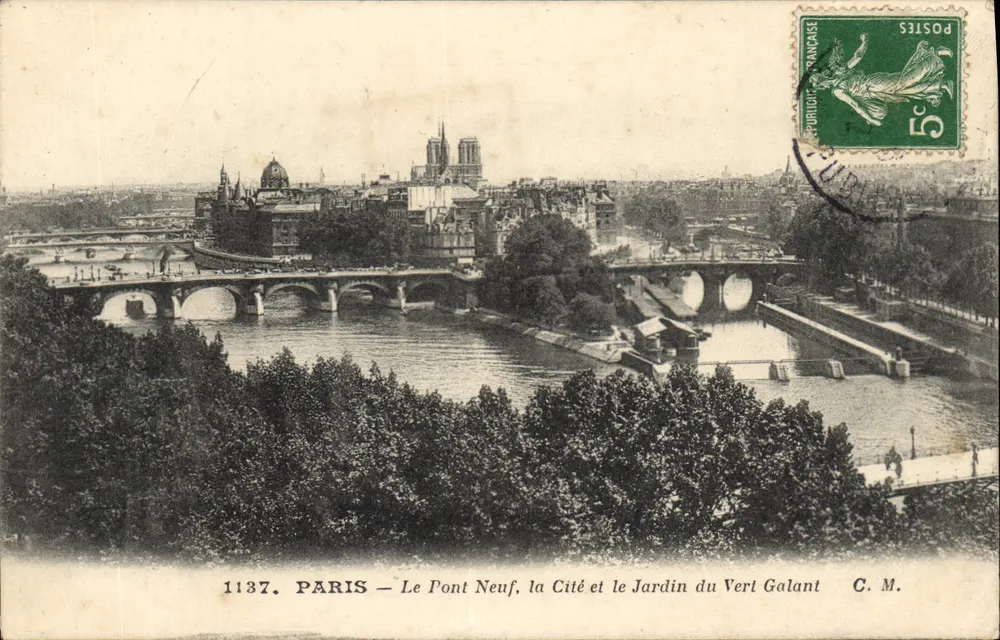 PARIS — Der Pont Neuf, die Cité und der Jardin du Vert Galant — C. M. n° 1137 - Vorderseite