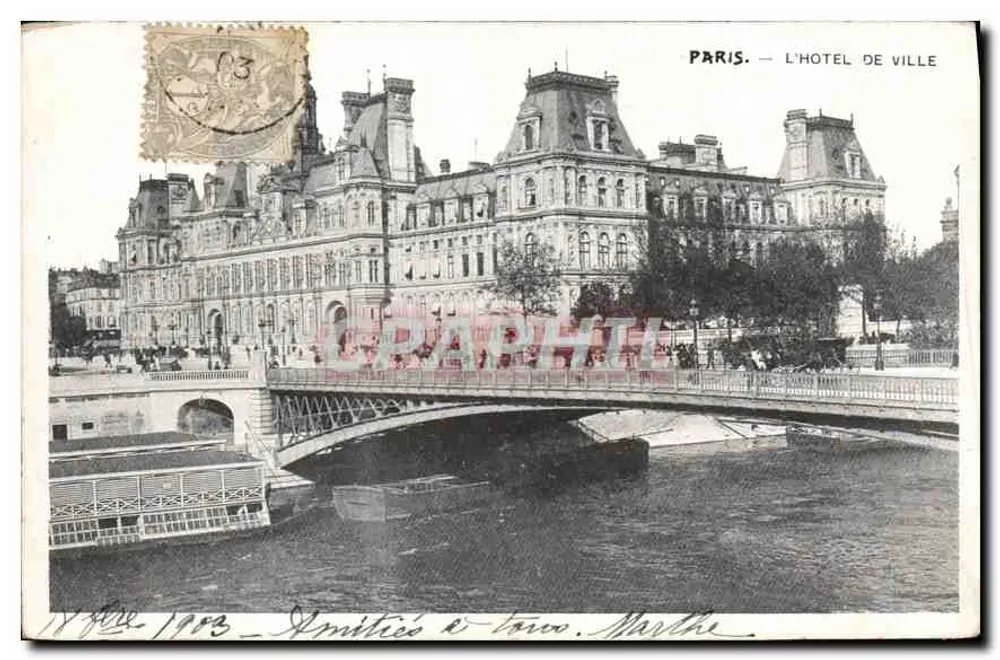 Paris — O Hotel de Ville — editor não visível - Frente
