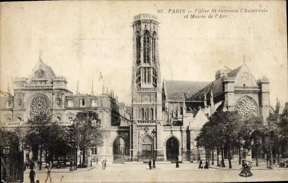 Paris — Kirche Saint-Germain-l'Auxerrois und Rathaus des Bezirks — Photo L'Abellien - Vorderseite