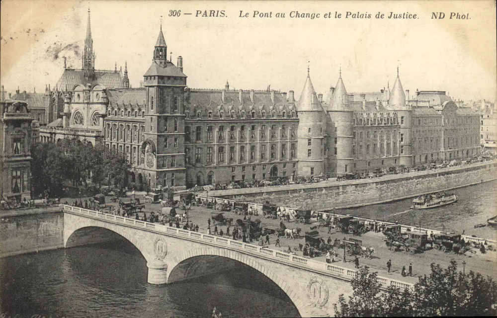 Paris — Die Brücke des Wechsels und das Palais de Justice — ND Phot. - Vorderseite