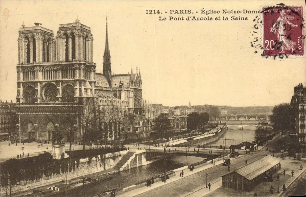 Paris — Kirche Notre-Dame und der Pont d'Arcole — Künstlerische Ausgabe C. M., Paris - Vorderseite