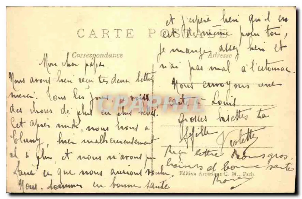Paris — Kirche Notre-Dame und der Pont d'Arcole — Künstlerische Ausgabe C. M., Paris - Rückseite