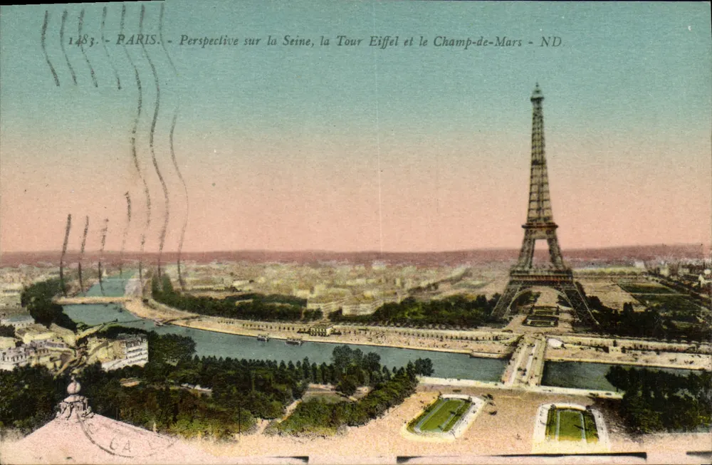 Paris — Perspektive auf die Seine, den Eiffelturm und den Champ-de-Mars — ND. - Vorderseite