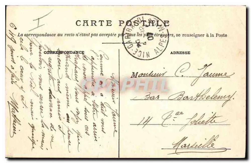 Nice — A Ponte Promenade — Editor anônimo, n° 551 - Verso