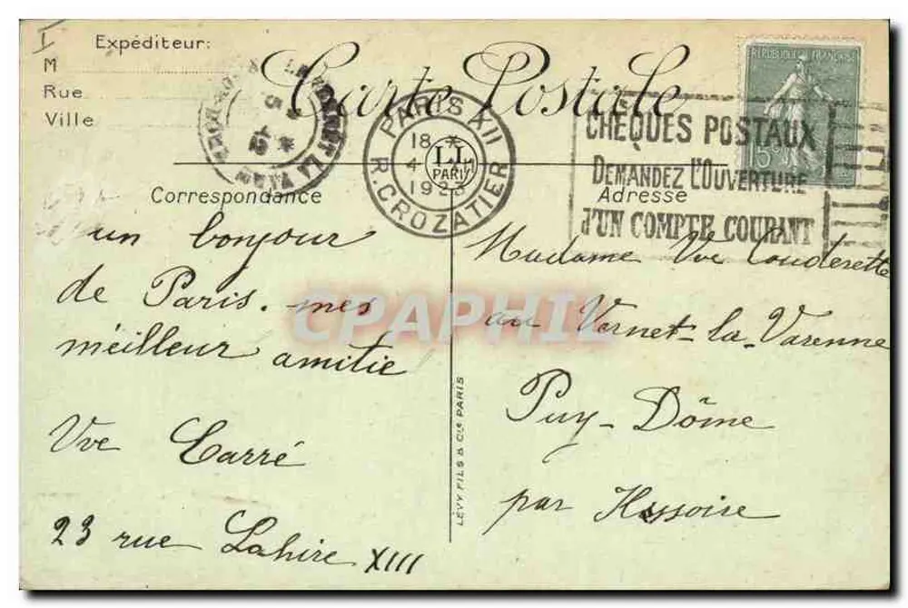 Paris - O Leão de Belfort — LL. 174 - Verso
