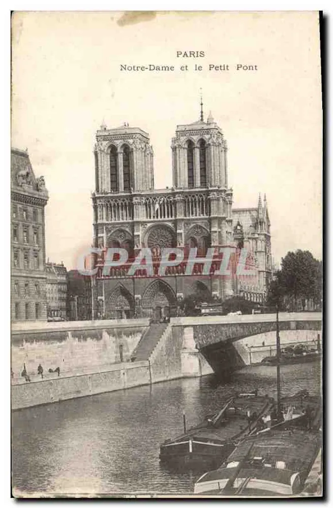 Paris — Notre-Dame e o Petit Pont — editor não identificado - Frente