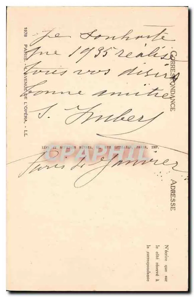 Place de l'Opéra — Paris — Editor Lévy & Régnier, 44 rue Lepelletier - Verso