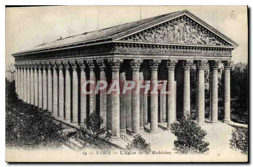 Parigi — La Chiesa della Madeleine — Editore Lévy & Neuenen, n° 19 - Recto