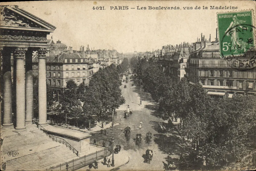 Paris — Os Boulevards, vistos da Madeleine — Editor ELD, n° 4021 - Frente