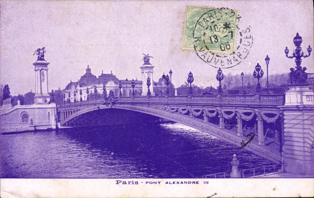 Paris - Pont Alexandre III — vista em violeta — editor desconhecido - Frente