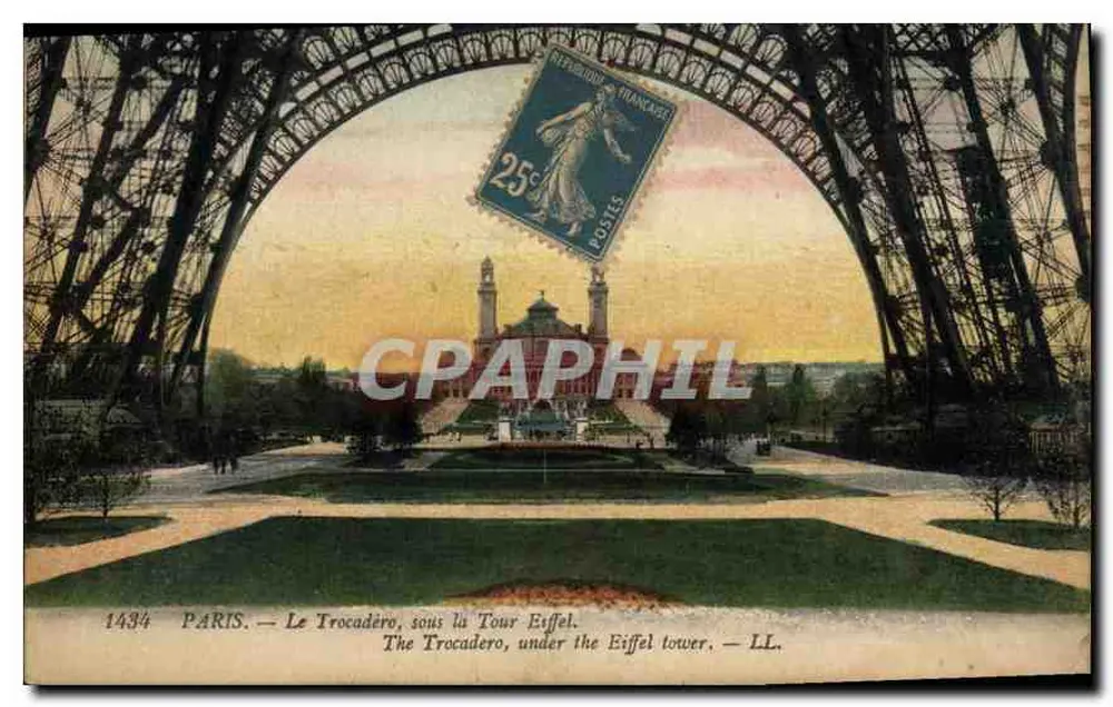 Paris — Der Trocadéro unter der Eiffelturm — LL, n° 1434 - Vorderseite