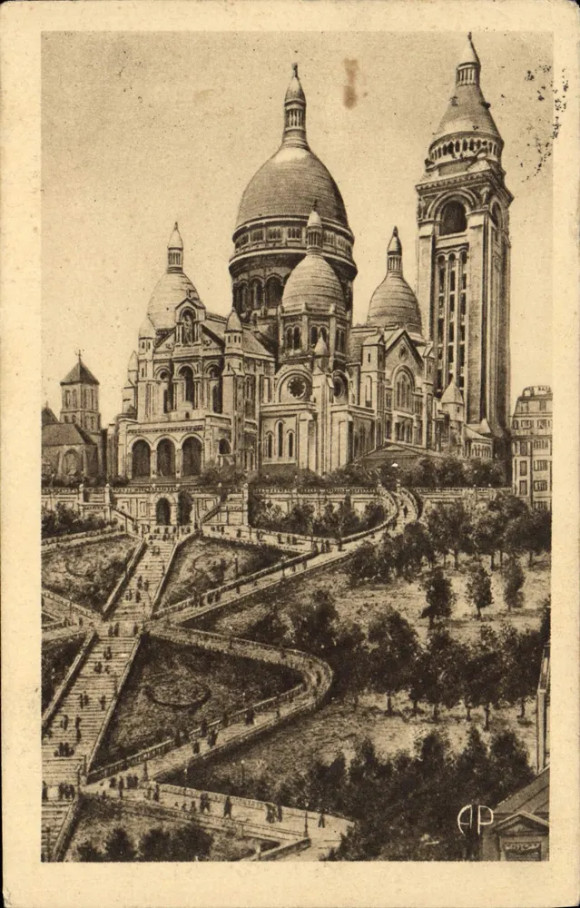 Paris - Die Basilika des Heiligen Herzens mit der monumentalen Treppe — E. Papeghin, n°36 - Vorderseite