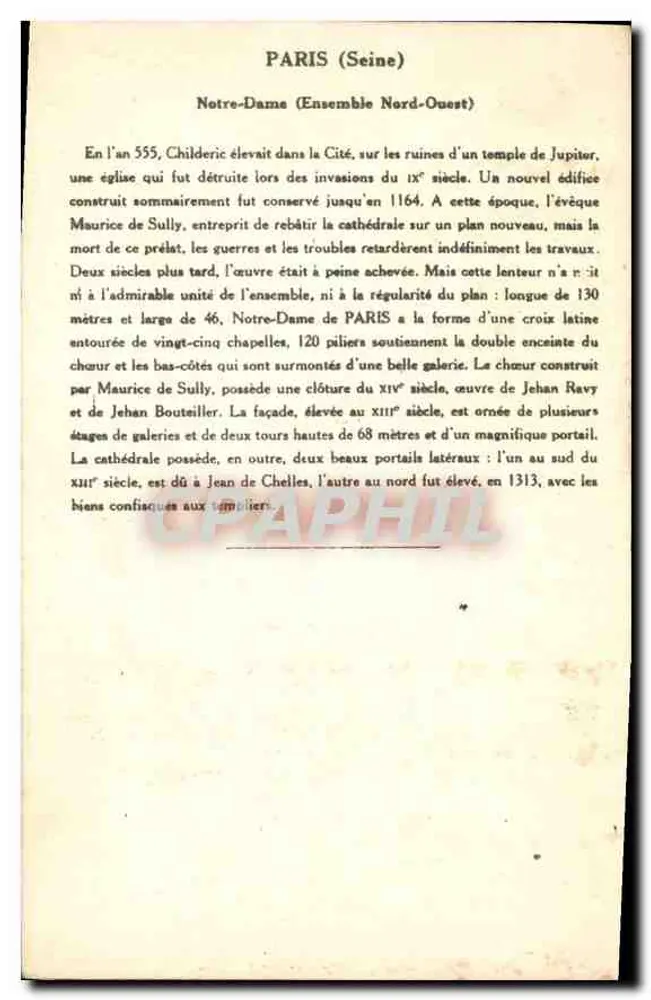 Paris (Seine) — Kathedrale Notre-Dame (Nordwest-Ensemble) — Sammlung von Kolarsine und Solution Pautaubege, 4. Serie - Rückseite