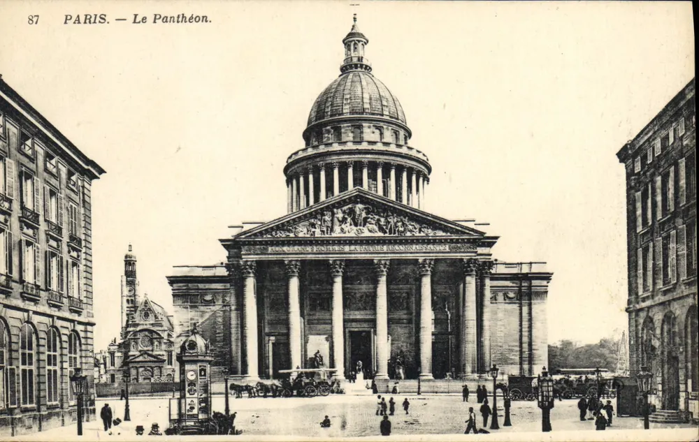 PARIS. — Vista do Panteão. — Editor: G. Av. de Hirtzueil, Paris. N° 87 - Frente