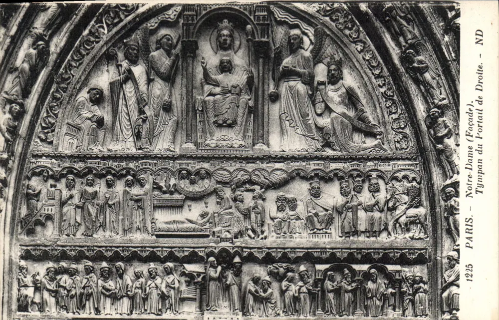Notre-Dame de Droite — Portal der Fassade — Tympan - Vorderseite