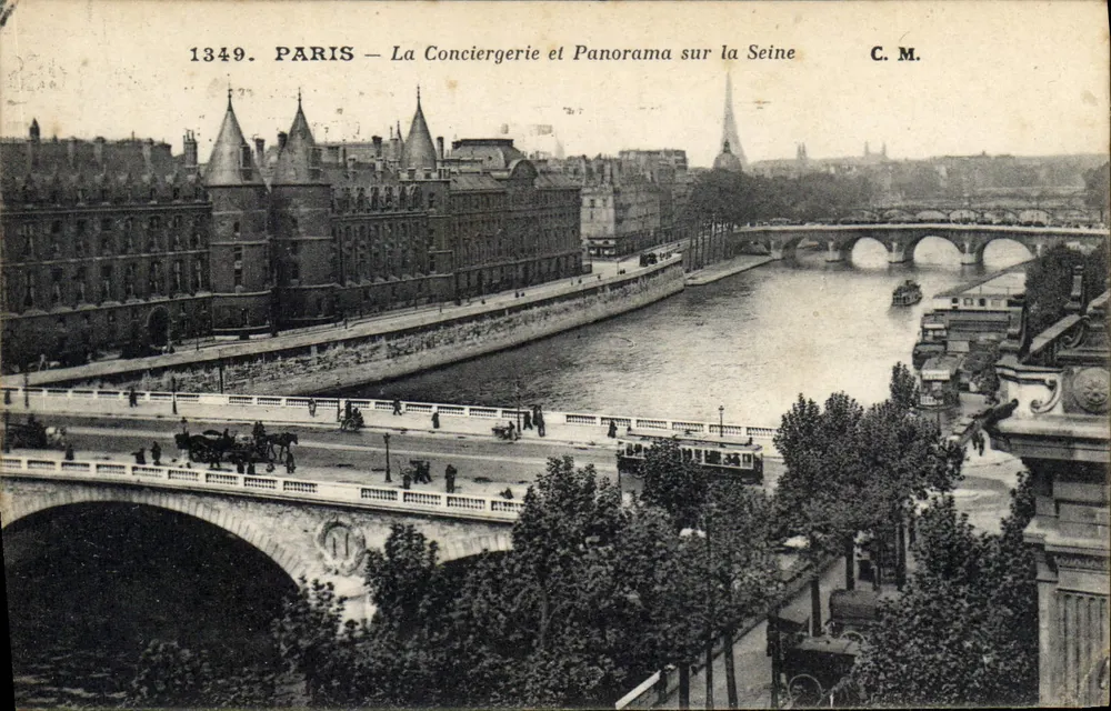Paris — Die Conciergerie und Panorama über die Seine — C.M. n°1349 - Vorderseite