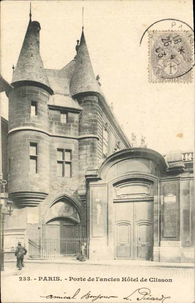 Paris — Porta do antigo Hotel de Clisson — L. Picard, n° 233 - Frente