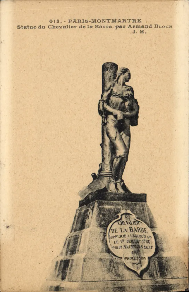 Statue des Ritters von La Barre in Paris-Montmartre — von Armand Bloch — Nr. 013 - Vorderseite