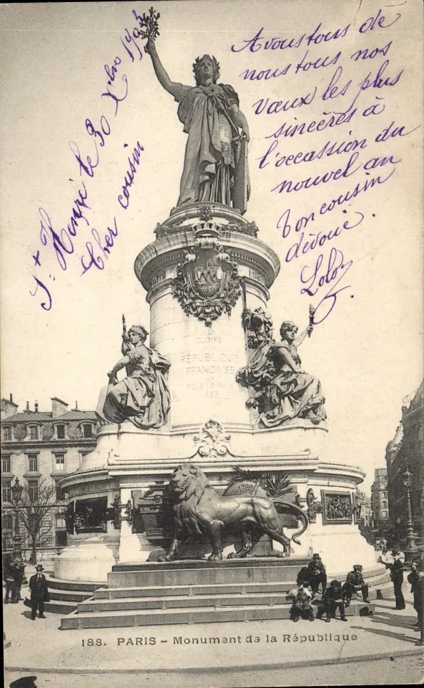 Monumento da República — Paris — editor anônimo, n° 188 - Frente