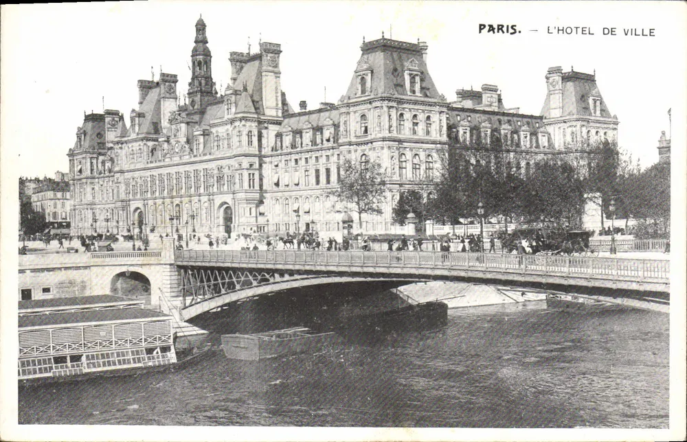 Paris — O Hotel de Ville — vista com o ponte e a Seine - Frente