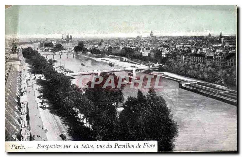 Paris — Perspektive auf die Seine, Ansicht vom Pavillon de Flore - Vorderseite