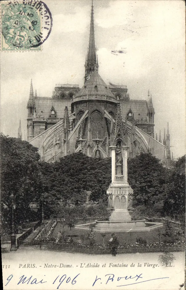 Paris - Notre-Dame - L'Abside et Fontaine de la Vierge - LL. n°131 - Recto