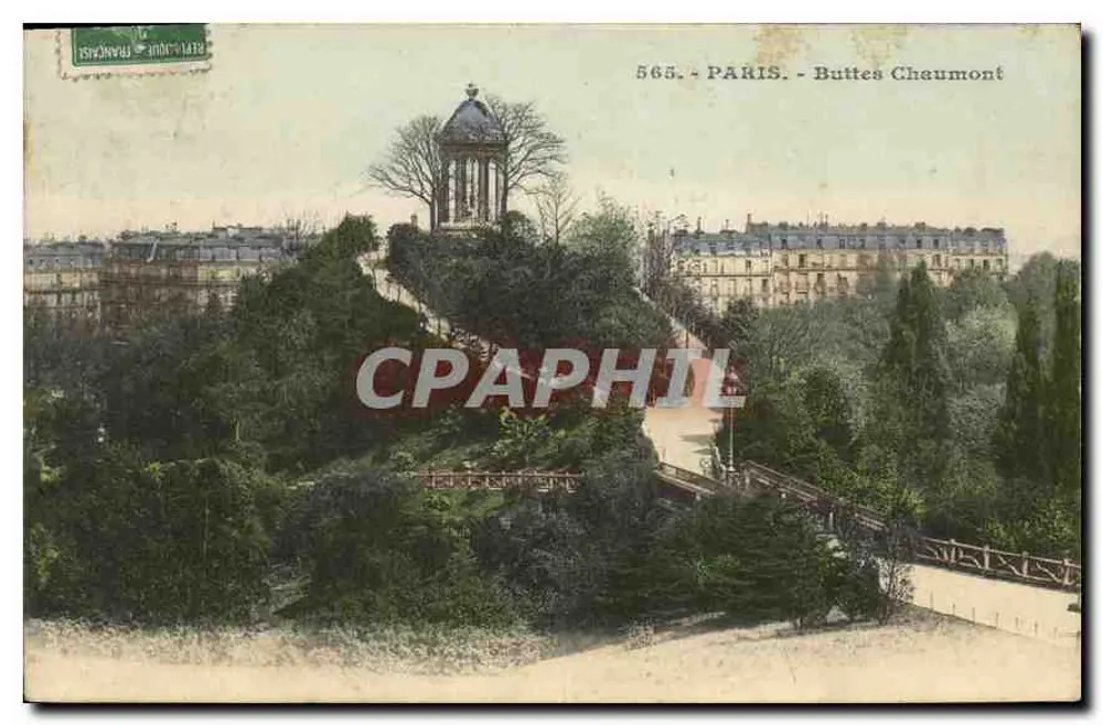 Buttes Chaumont — vista do belvedere — editor anônimo, n° 565 - Frente