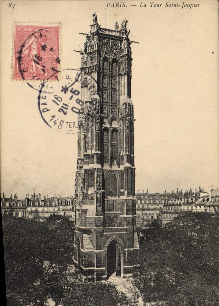 Paris — A Torre Saint-Jacques — Editor não identificado, n° de série 84 - Frente